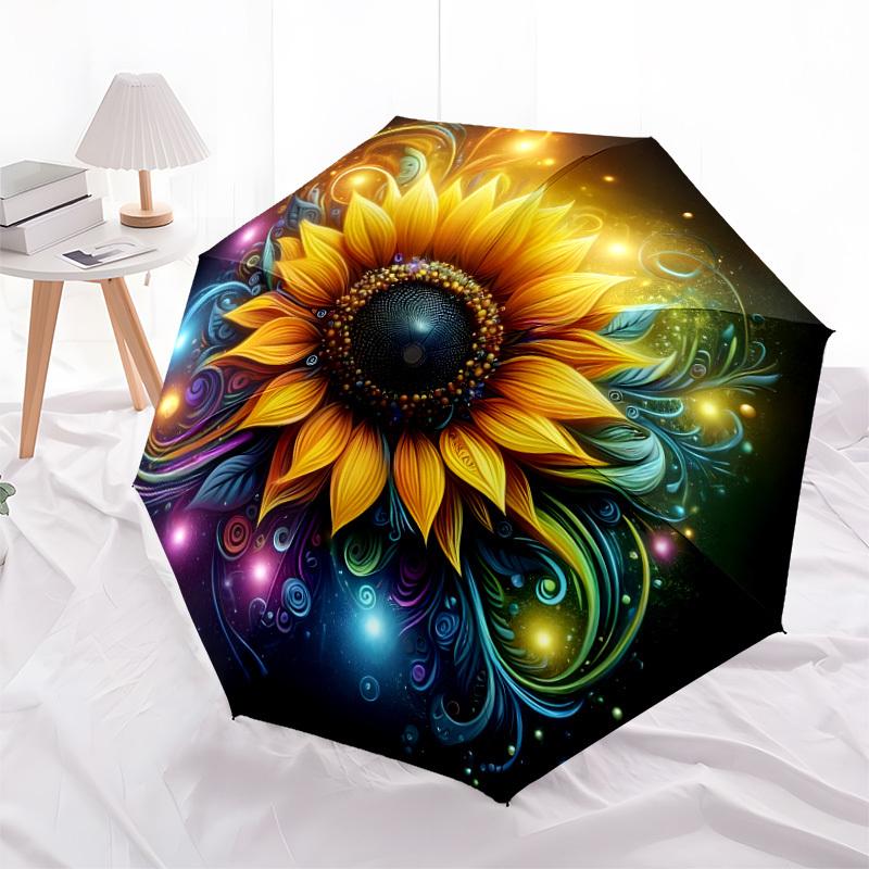 1pc Colorful Sunflower Artwork Umbrella with Plastic Handle,Suitable for All Seasons Home Travel Outdoor UmbrellaDD1258