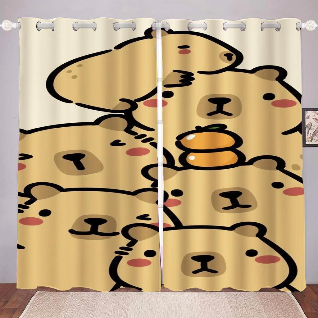 Cartoon Capybabr Curtain For Boy 3D Print Bedroom Living Room Window Blackout Partition Style Home Decoration