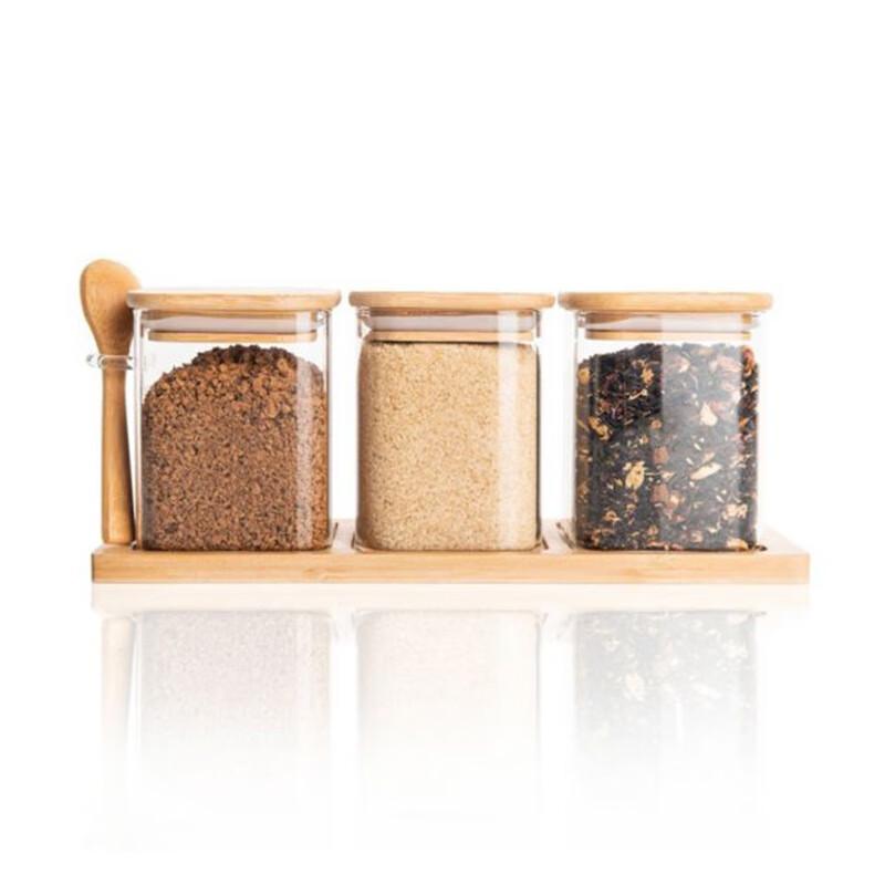 Wild Pigeon Three-Piece Glass Seasoning Jar Set