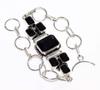 Cluster Black Onyx 925 Silver Plated Bracelet 8.5" New Year Jewelry Trendy A1U16