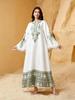 NC21 Naher Osten Damen V-Ausschnitt Quastenprint Abaya Kleid