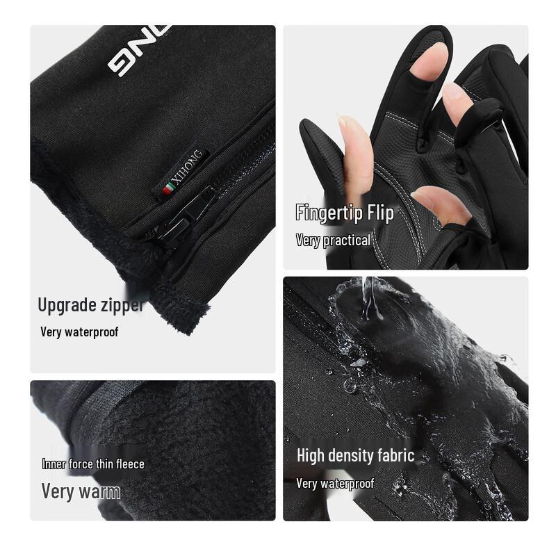 Ankelai Unisex Winter Flip-Top Waterproof Thermal Outdoor Gloves