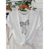 Women's Sweet Bow & 2D Geometric Print Short Sleeve Summer T-Shirt Trendy Street Style Cute Tee