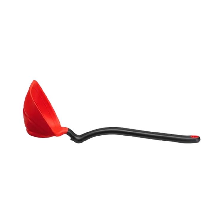 

Portable Ergonomic Handle Silicone Flat Fold Spoon For Daily Meals Comfortable Grip Kitchen Accessories красный