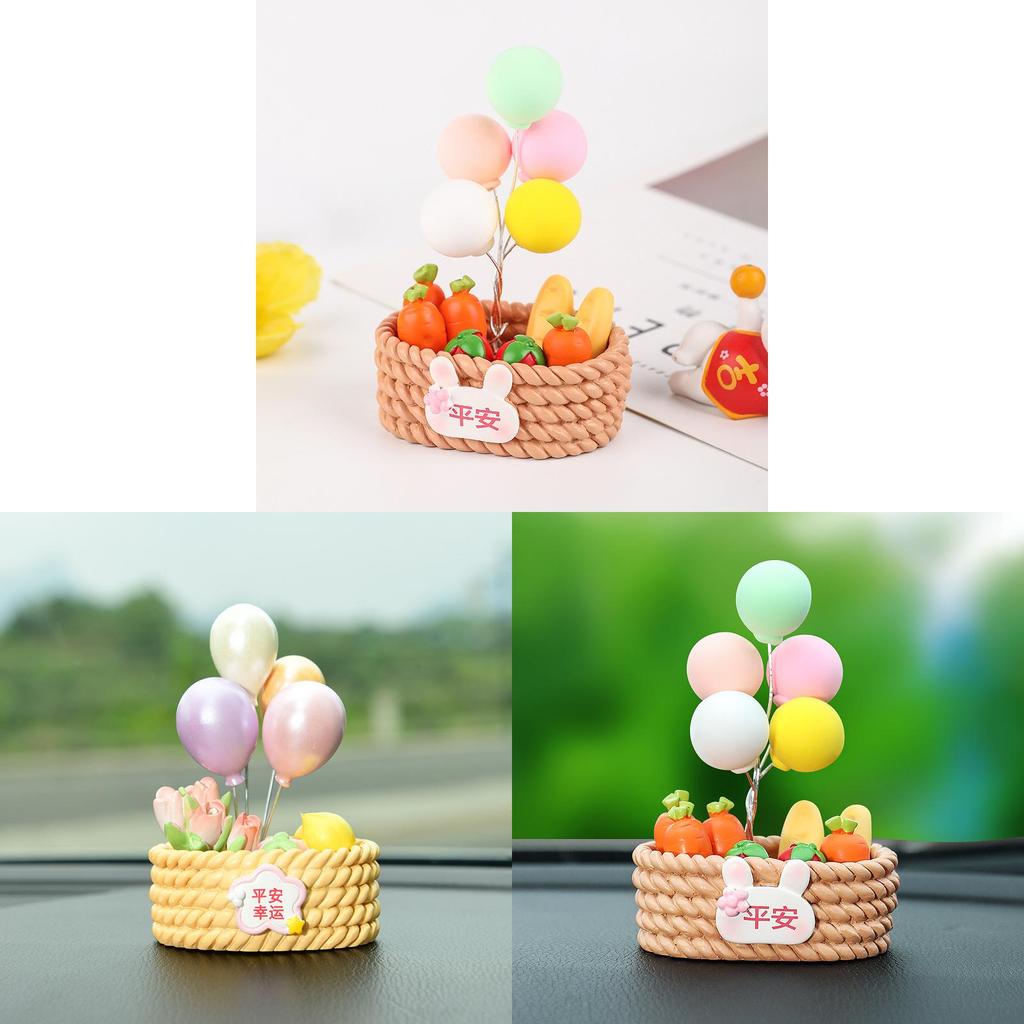 Resin Peace Balloon Flower Basket Car Decor With Minimalist Style For Vehicle Interior