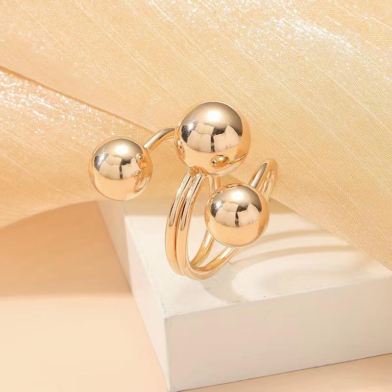 Korean Version Of Fashion Metal Ball Multi-Ring Adjustable Opening Ring, Ring