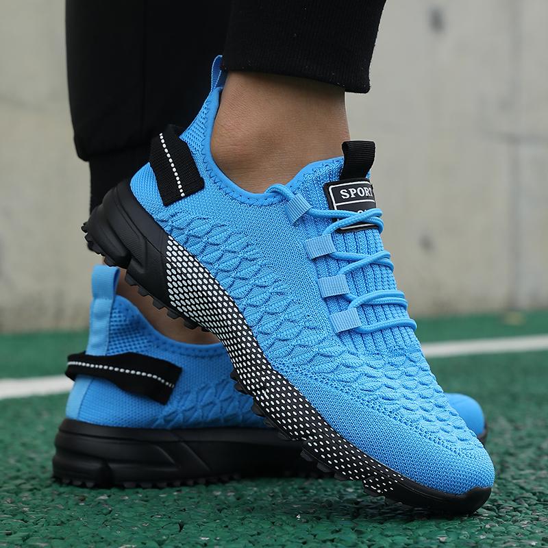Men Sports Shoe Summer Mesh Breathable Lightweight Running Sneakers Youth Running Sports Leisure Flat Bottomed Lace Up Sneakers