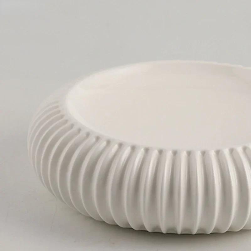 Ceramic Lantern Shaped Dessert Salad Plate, Nordic Hotel Food Decoration, Restaurant Main Course Steak Plates, Household Tablewa