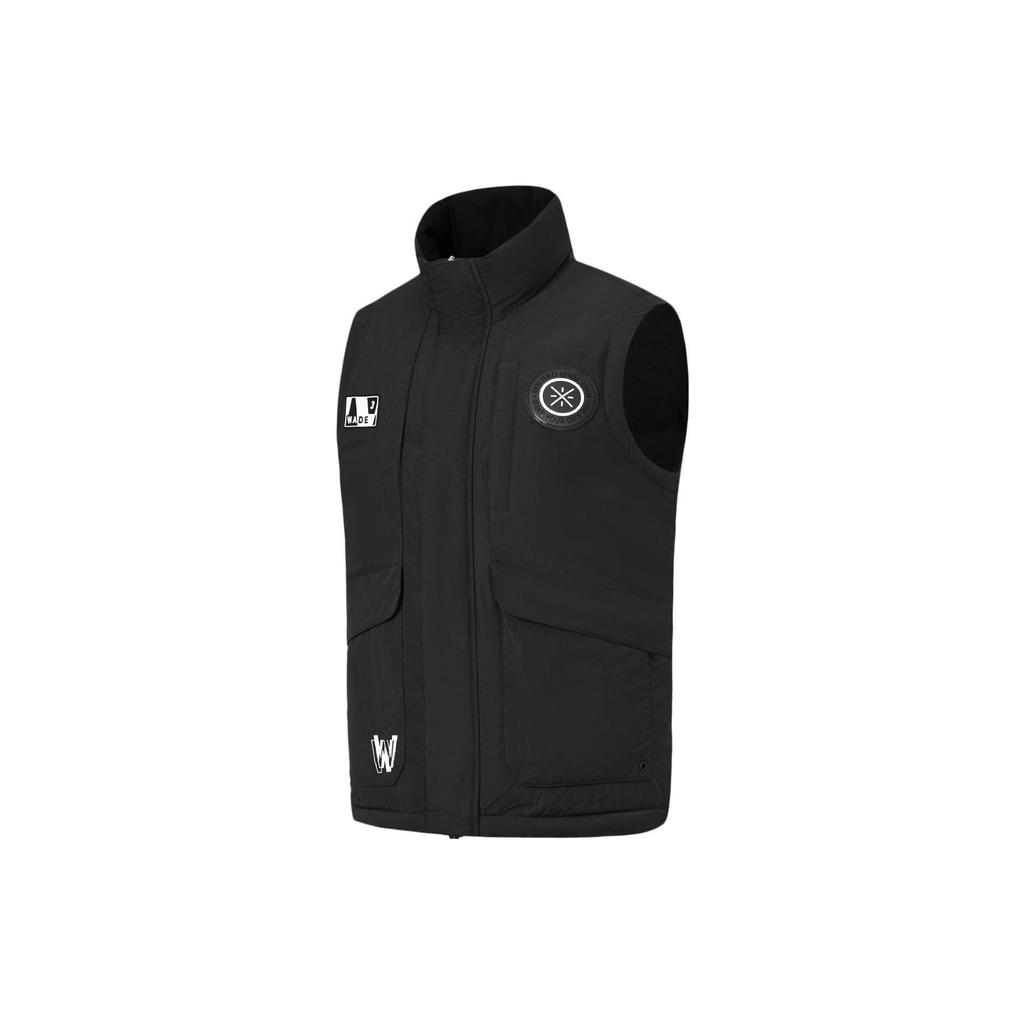 Li-Ning Wade Series Label Letter Print Water-Resistant Warm Down Vest Men Vests Black AMRT025-1