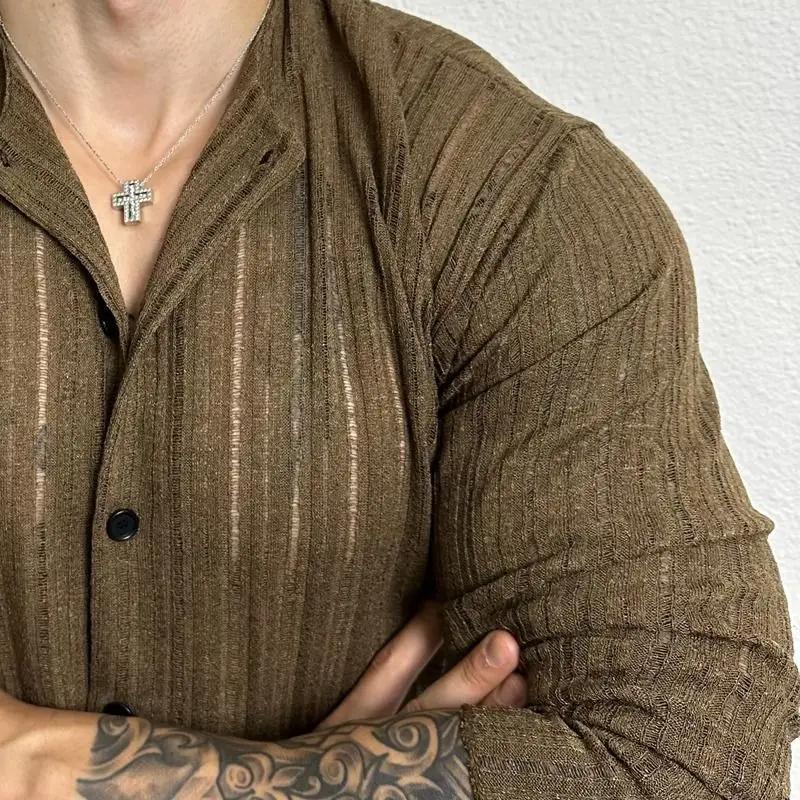 Koreansk Herr Enfärgad Ihålig Rundhals Lös Ledig Mångsidig Litterär Kofta