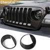 Black Accessories Headlight Bezels Trim Cover Decor for Jeep Wrangler JL 2018-21