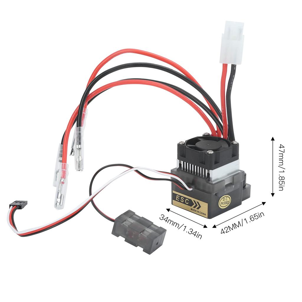 RC ESC Brushless Motor und ESC RC 360A Wasserdichter Bürsten-ESC mit Kühlkörper und Lüfter für 110 RC Crawler