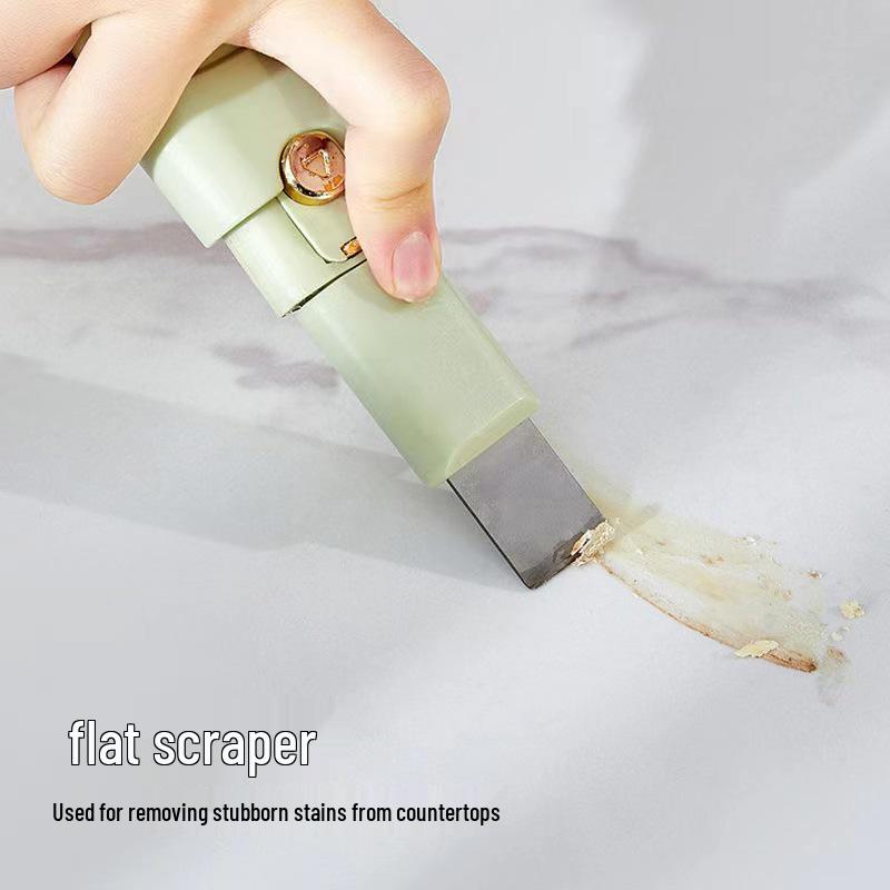 Multifunkční čisticí kartáč 4 v 1: Plast, ocelový drát, škrabka a nástroj na čištění spár pro hloubkové čištění kuchyně