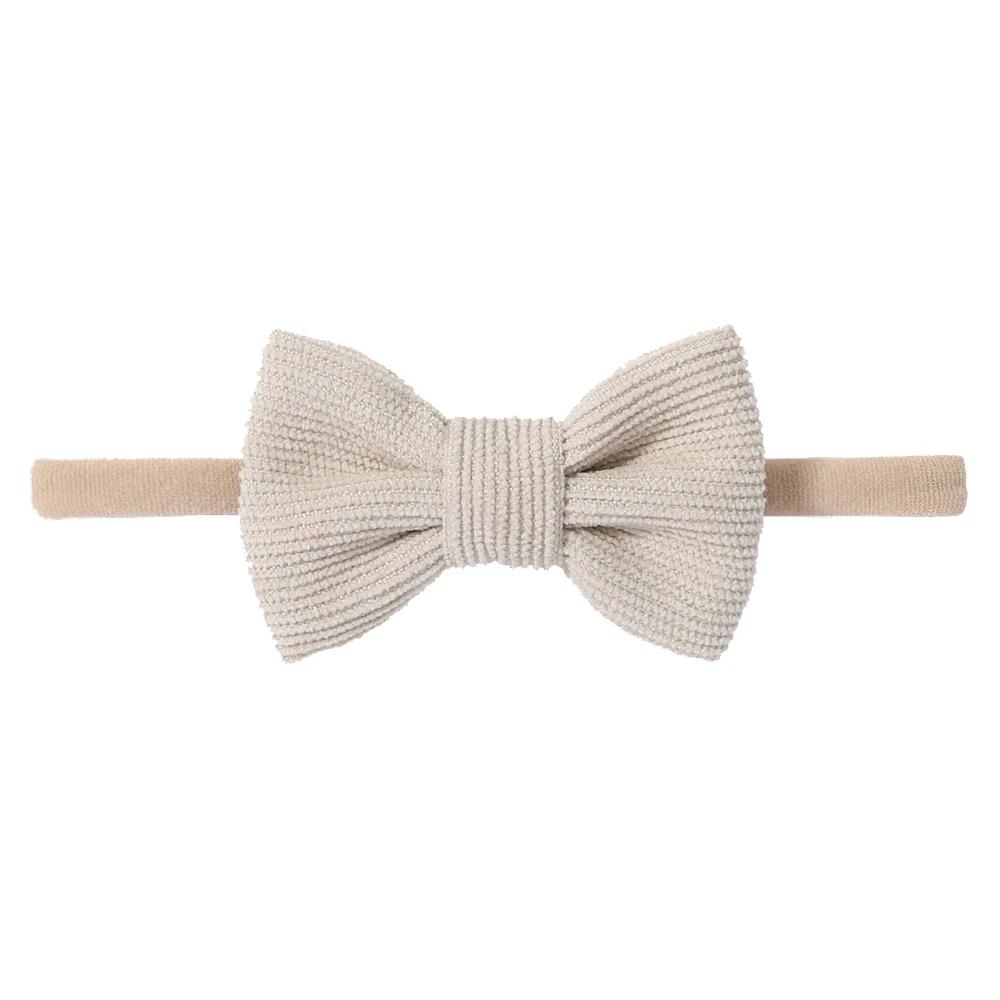 Solid Color Kids Bows Headband for Baby Girl Cute Handmade Knitted Bowknot Children Hair Ties Headwear Hair Accessory