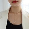 French-Inspired Imitation Pearl Tassel Necklace - Titanium Steel 18K Gold Choker, INS Style Jewelry