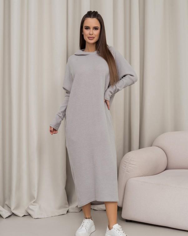 

Сіра сукня кажана з капюшоном ISSA PLUS 3XL сірий колір