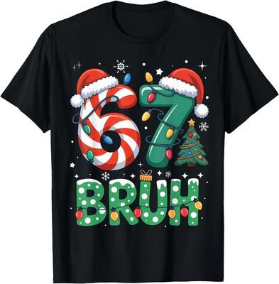 Bruh 67 Six Seven 6 7 Meme Christmas Funny T-Shirt,