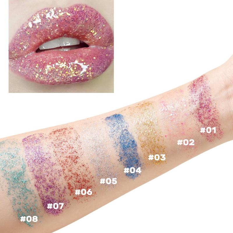 8 Farver Body Glitter Gel Vandtæt Høj Glans Glitter Skinnende Til Krop Ansigt Hår Øjenskygge Festival Fest Cosplay Makeup Kosmetik