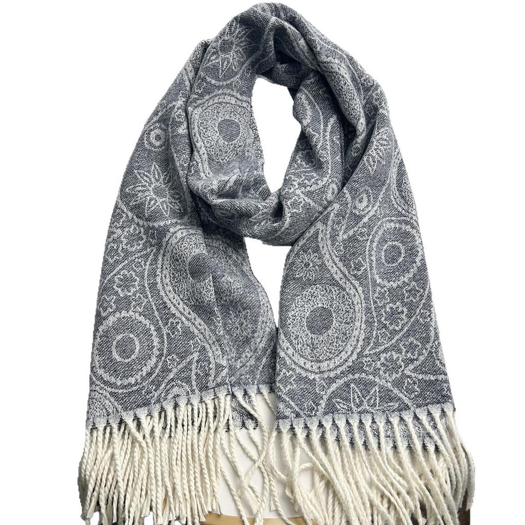 New Autumn and Winter Scarf with Cashew Flower Warm Large Shawl Imitation Cashmere Long Tassel Scarf