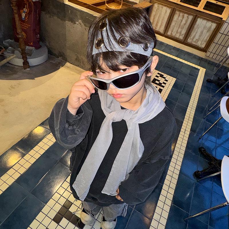 

Hongzhi Clothing 2025 Autumn Boys Washed Sweatshirt with Detachable Hood - True Two-Piece Korean Style Top 110 cm