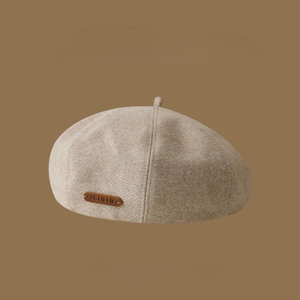 Толстая однотонная беретка в корейском стиле, ветрозащитная, теплая, для осенне-весеннего сезона бежевый