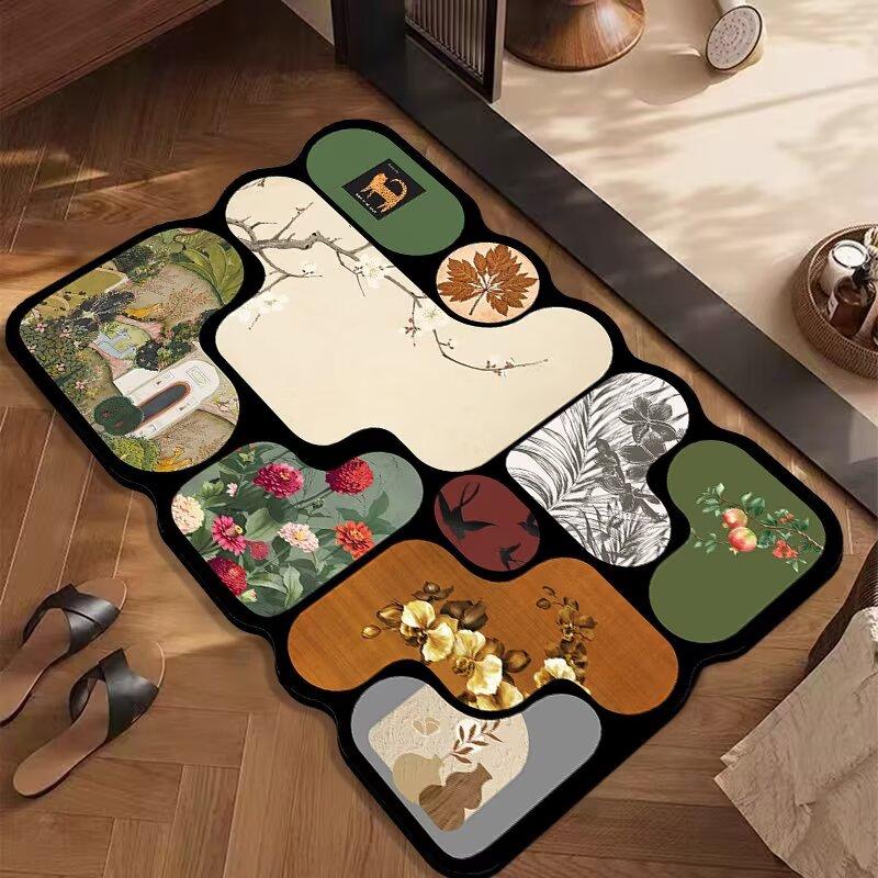 Bathroom floor mat, water-absorbing non-slip foot mat at the door of the bathroom, household soft diatom mud quick-drying carpet
