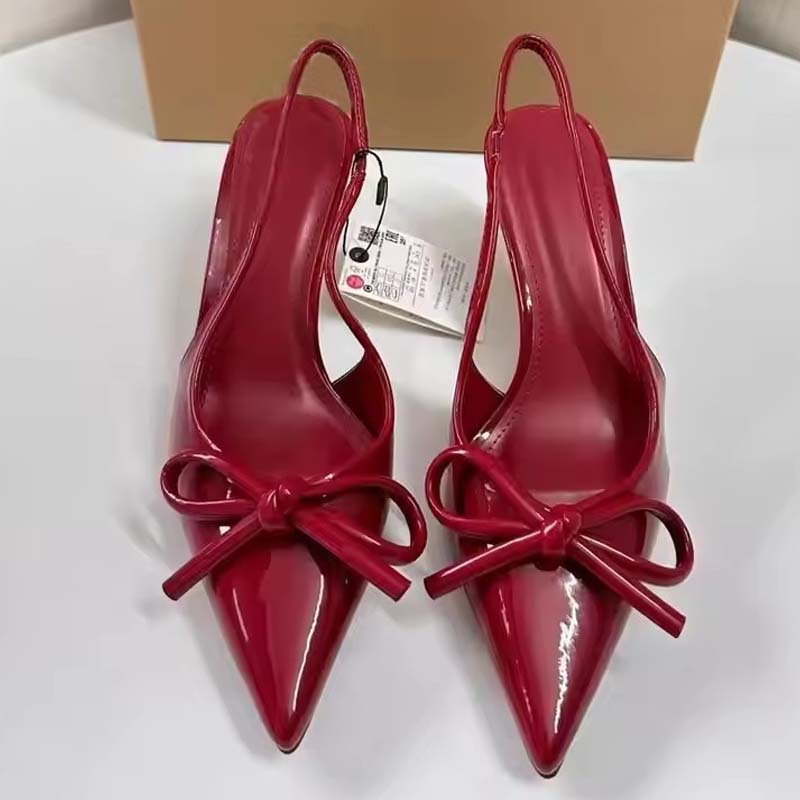 Eilyken Spring Street Style Patent Leather Slingbacks Woman Pumps Sexy Pointed Toe Thin High Heels Wedding Party Female Shoes