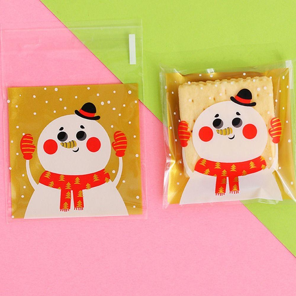 100PCS Plastic Packaging Packaging Bag Santa Claus Cookie Bags Cute Christmas Candy Bag Xmas