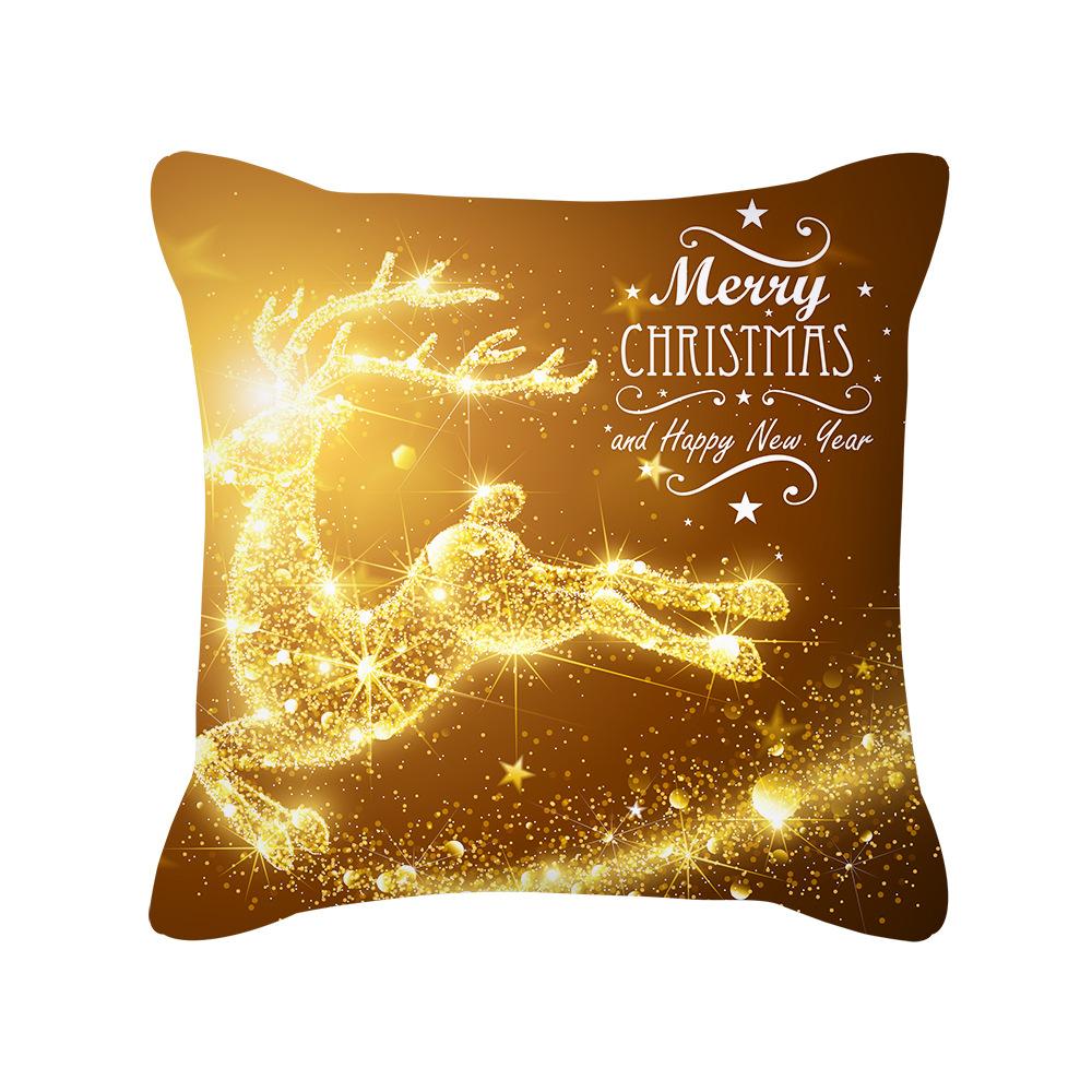 New Black Gold Christmas Pillow Cover New Snowflake Letter Peach Skin Sofa Cushion Cover