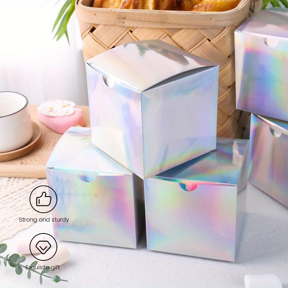 10pcs Square Laser Foldable Boxes Mini Gift Boxes Paper Boxes Iridescent Gift Boxes Candy Treat Boxes Favor Boxes Packaging Box Wedding Stuff Wedding