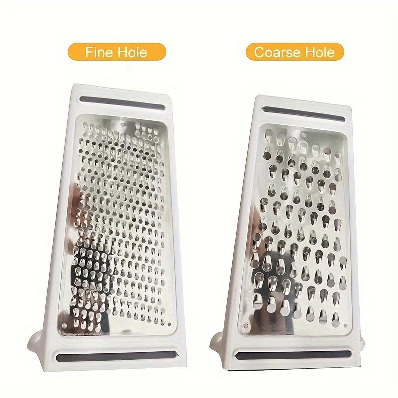Durable Stainless Steel Double-Sided Cheese Grater with Container - Efficient Food Prep Tool for Vegetables, Carrots, Cucumbers - Space-Saving