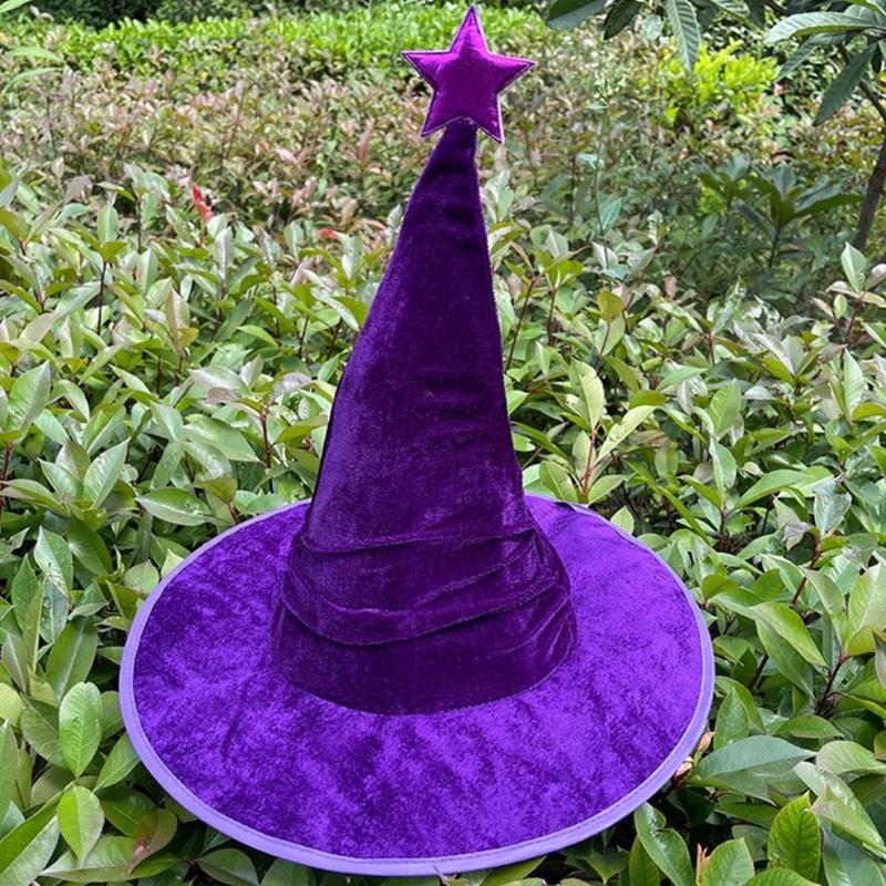 Elegant Witch Hat Soft And Nonwoven Fabric Folded Design Wizard Hat For Halloween Costumes Parties Hats 2pcs