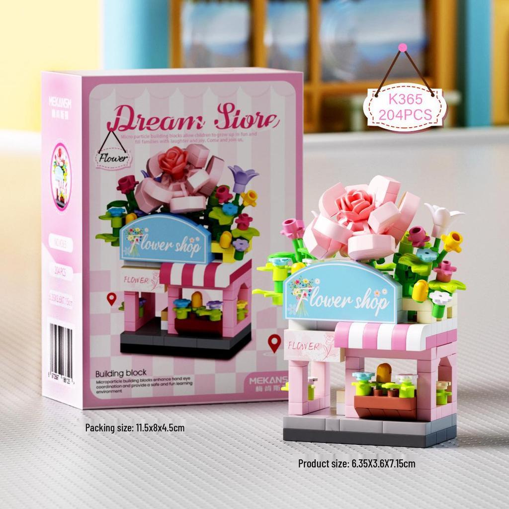 Mekensm Micro-Particle Building Blocks Educational Vending Cart Model Toy for Kids