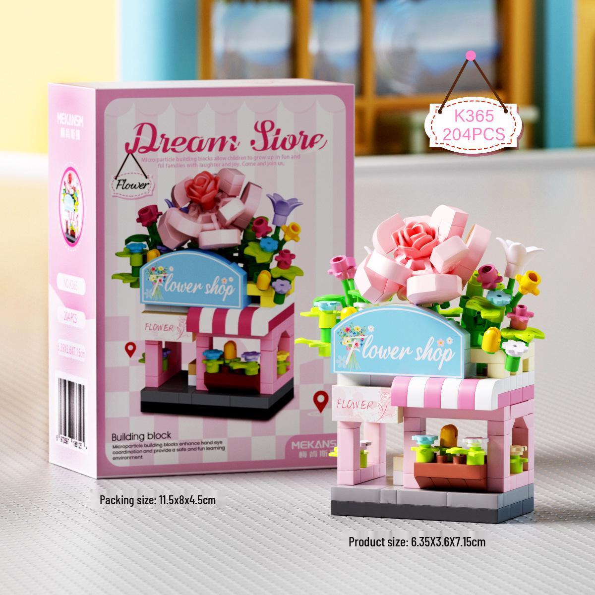 Micro-Particle Building Blocks: Flower Shop Street Scene - Creative Children s Model Toy Puzzle