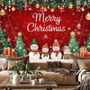 1 Piece of Merry Christmas Snowman Polyester Tapestry: Snowman, Gifts and Star Patterns, Indoor Christmas Living Room Decoration