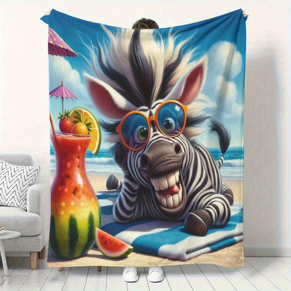 

Interesting zebra patterns Flannel printed blanket suitable for all seasons suitable for living room office sofa and travel 75x100cm (30x40inch)