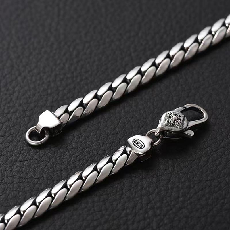 Xsl Jiamei S925 Silver Cuban Chain Necklace Men 'S All -Match Punk Hip Hop Fine Jewelry Gift