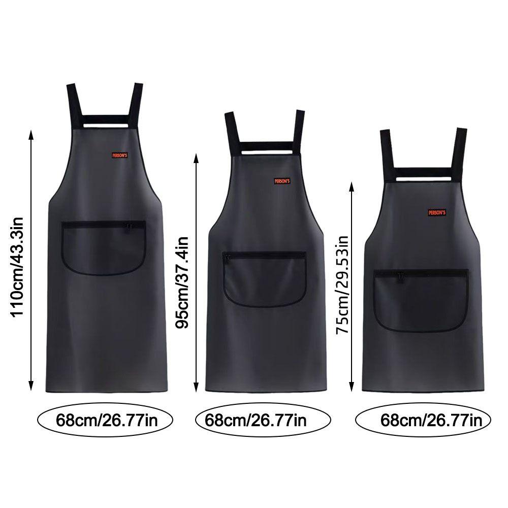 PU Kitchen Apron Waterproof Cleaning Aprons Thickened Work Apron  Unisex