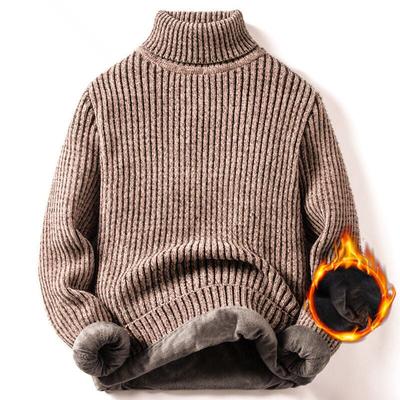 Herren Herbst und Winter Übergröße Dünner Stil Kurzer Warmer Strickpullover mit Stehkragen Einfarbiger Pullover als Basis Vielseitiger Pullover