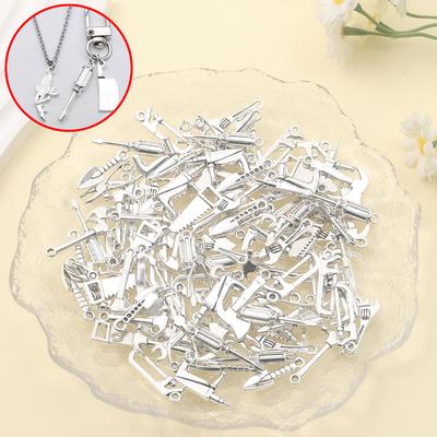 6/12/20pcs Alloy Material Tool Handle Hammer Handle Pendant Home Tool Pendant DIY Bracelet Necklace Earrings Jewelry Making Accessories