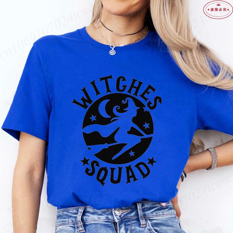 

Halloween Witches Clothes for Women Tshirts Witch Squad Tshirts Short Sleeve Oneck Clothes Funny Halloween Party Tee Shirt S