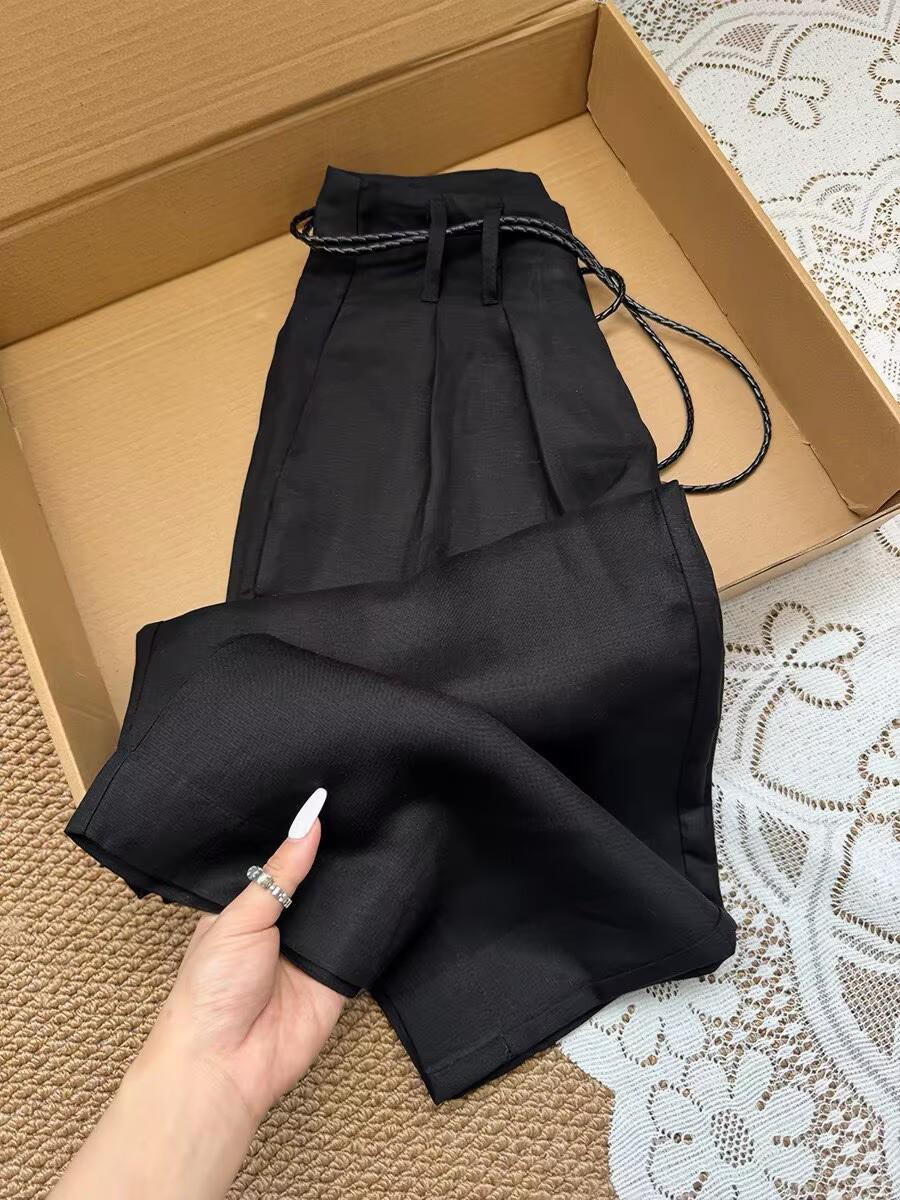 Elevated Style Women s Tencel Linen Wide-Leg Pants: High-Waisted, Loose, Casual Summer Wear with Old-Money Vibe. Small