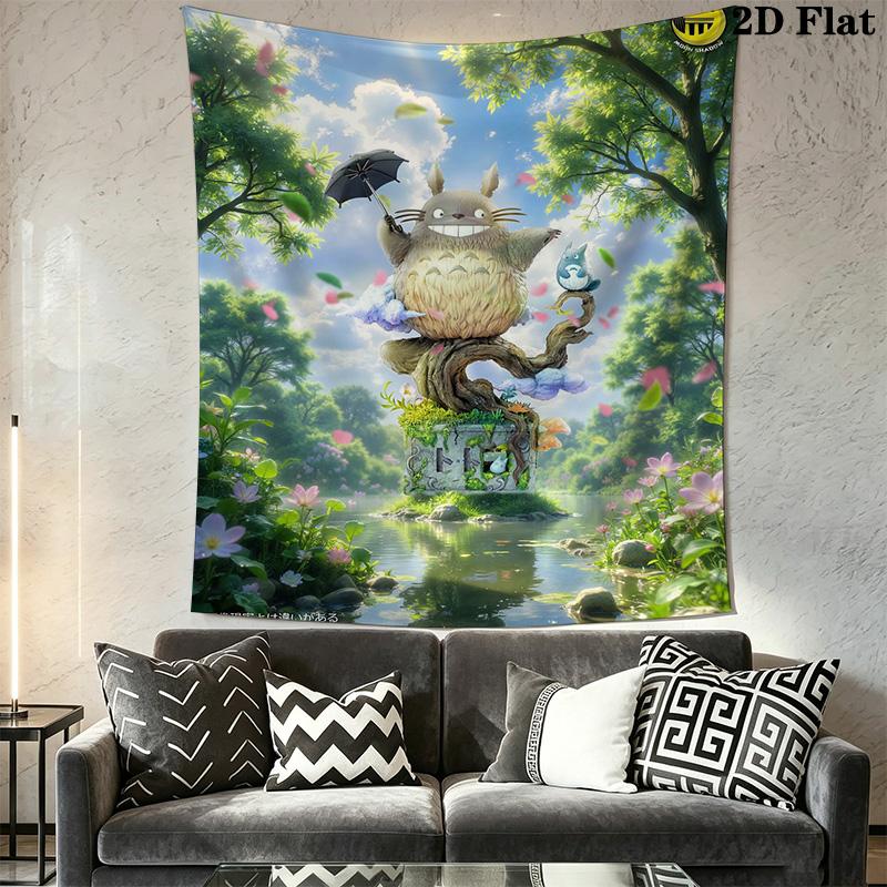Neighbor Totoro Magical Journey Tapestry Background Cloth Wallmounted Home Decor Background Wall Hanging Cloth Homestay Soft Decoration Tapestry