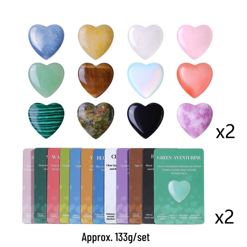 Valentine's Day Heart-Shaped Gemstone Set: Natural Crystal Stones for Gifts and Parties