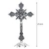 Jesus Crucifix Sculpture Jesus Cross Statue Catholic Figurine Standing Crucifix for Home Altar Living Room Table Bedroom