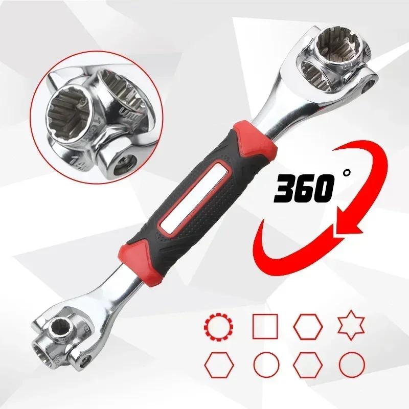1PCS 52 in 1 Tools Socket Works Motorcycle Ratchet Spline Bolts Sleeve Rotation Hand Tools 360 Degree Multipurpose Tiger Wrench