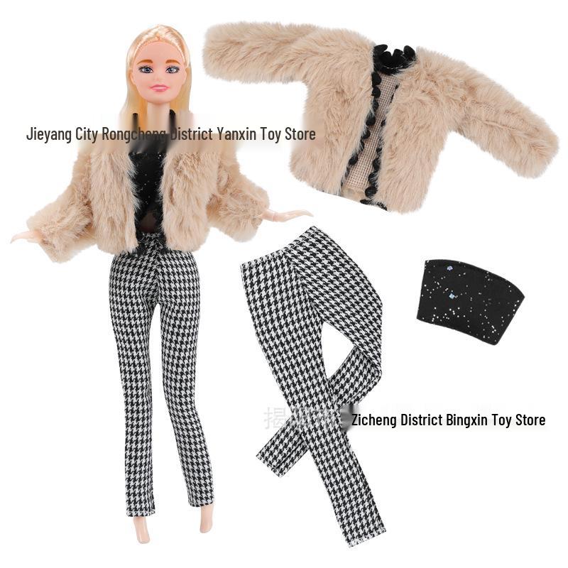 11-Inch Barbie Doll 3-Piece Fashion Set: Woolen Coat & Dress