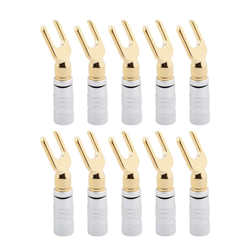 

10 шт. Y/U-образные штекеры типа «банан» для динамиков, аудиокабель, разъем для провода, винтовой фиксатор, вилка, разъемы типа «банан»