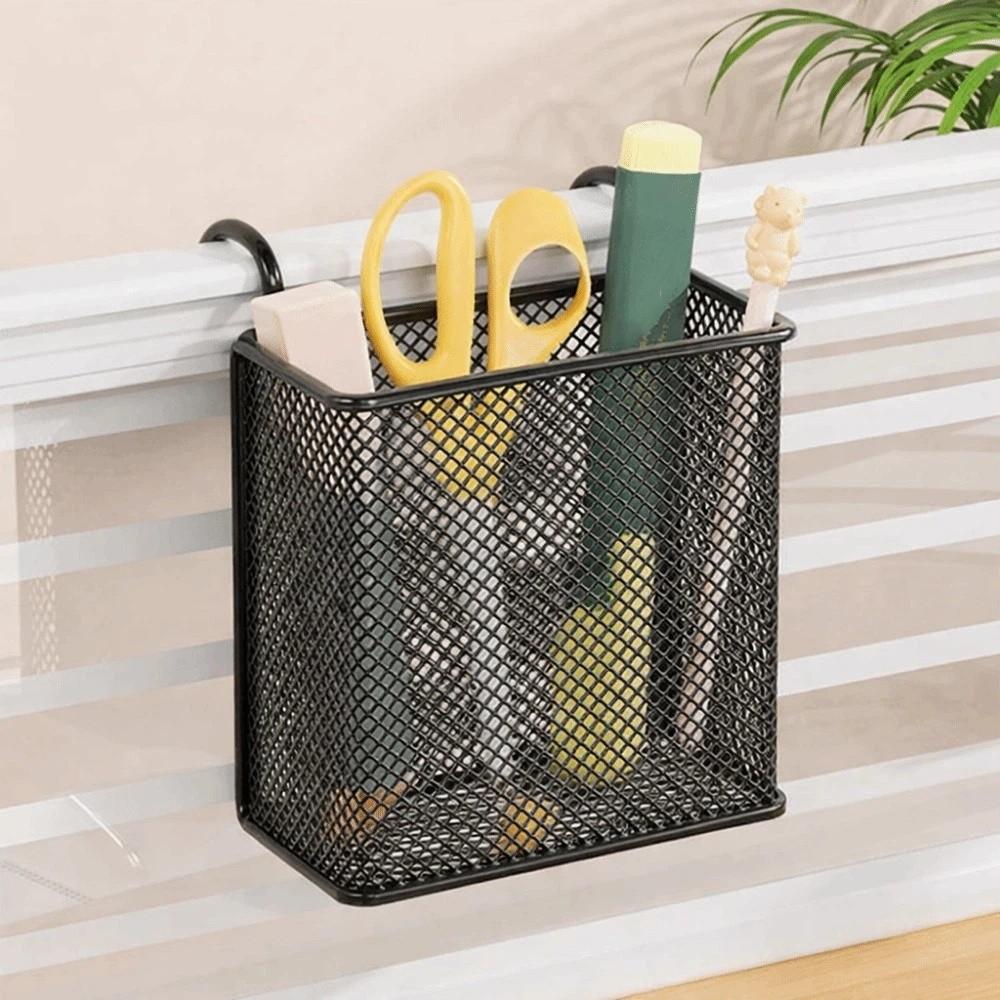 Wall Mounted Metal Hanging Basket Space Saving Stationery Storage Box Pen Holder  Home