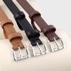 2024 Trendy Women’s Cowhide Leather Belt with Silver Buckle - Fashionable and Versatile